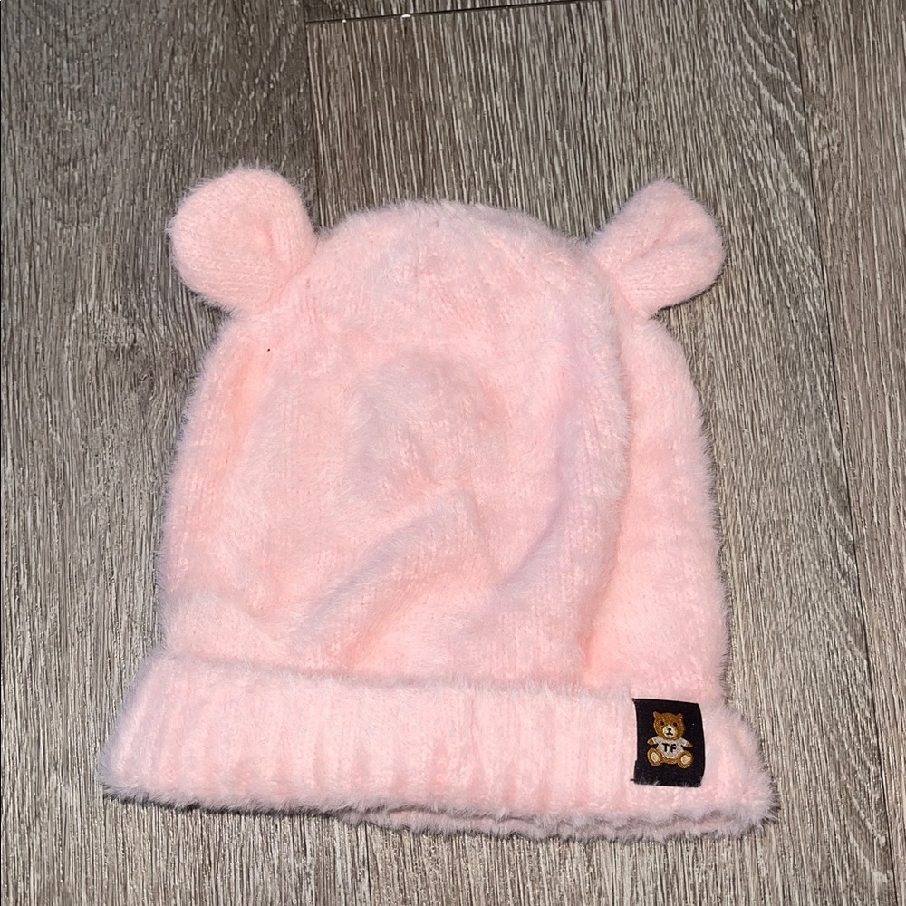 Teddy Fresh Soft Pink Bear Ears Hat girls fuzzy